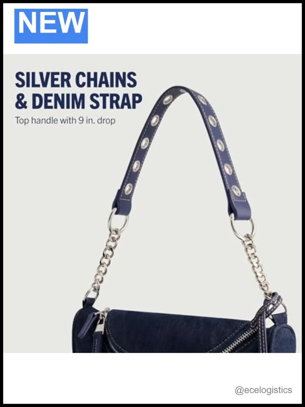 True Religion Women's Hobo Bag with Chain Handle, Lightweight Cotton Polyester